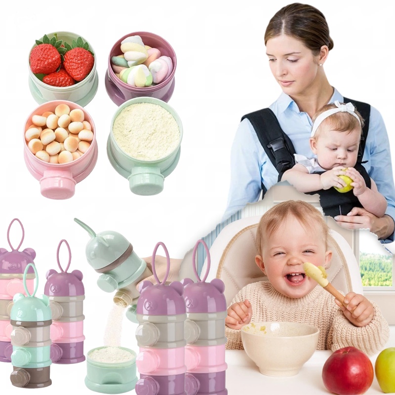 Food Snacks For Toddlers - 3/4 طبقة علبة مسحوق الحليب الملونة