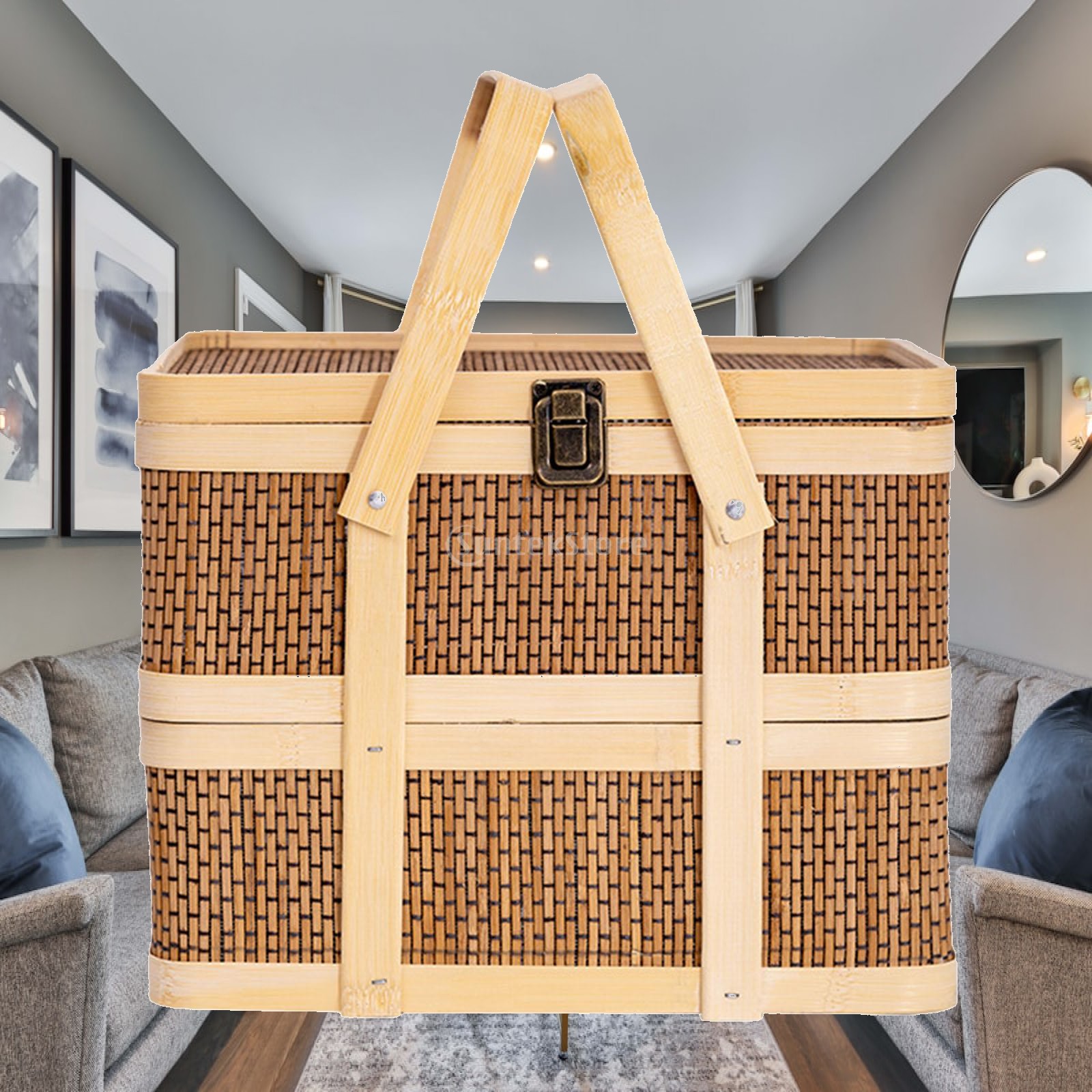 Snacks Food Hamper Basket - سلة نزهة منسوجة، سلة تخزين طعام،