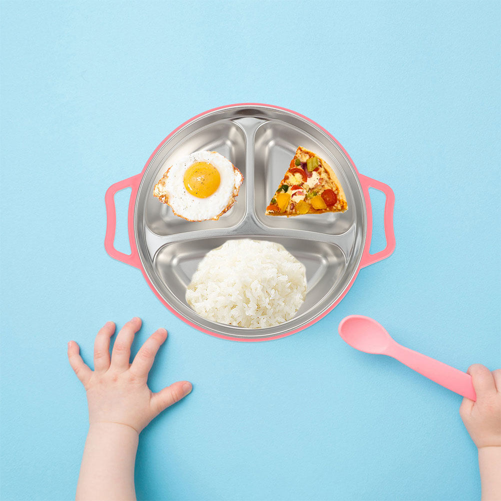 Food Snacks For Toddlers - طبق طعام مقسم للأطفال من الفولاذ