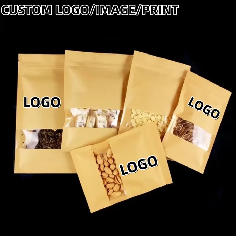 أكياس ورقية كرافت ذات قاع مسطح - مراجعة Food Snacks Logos وسعره