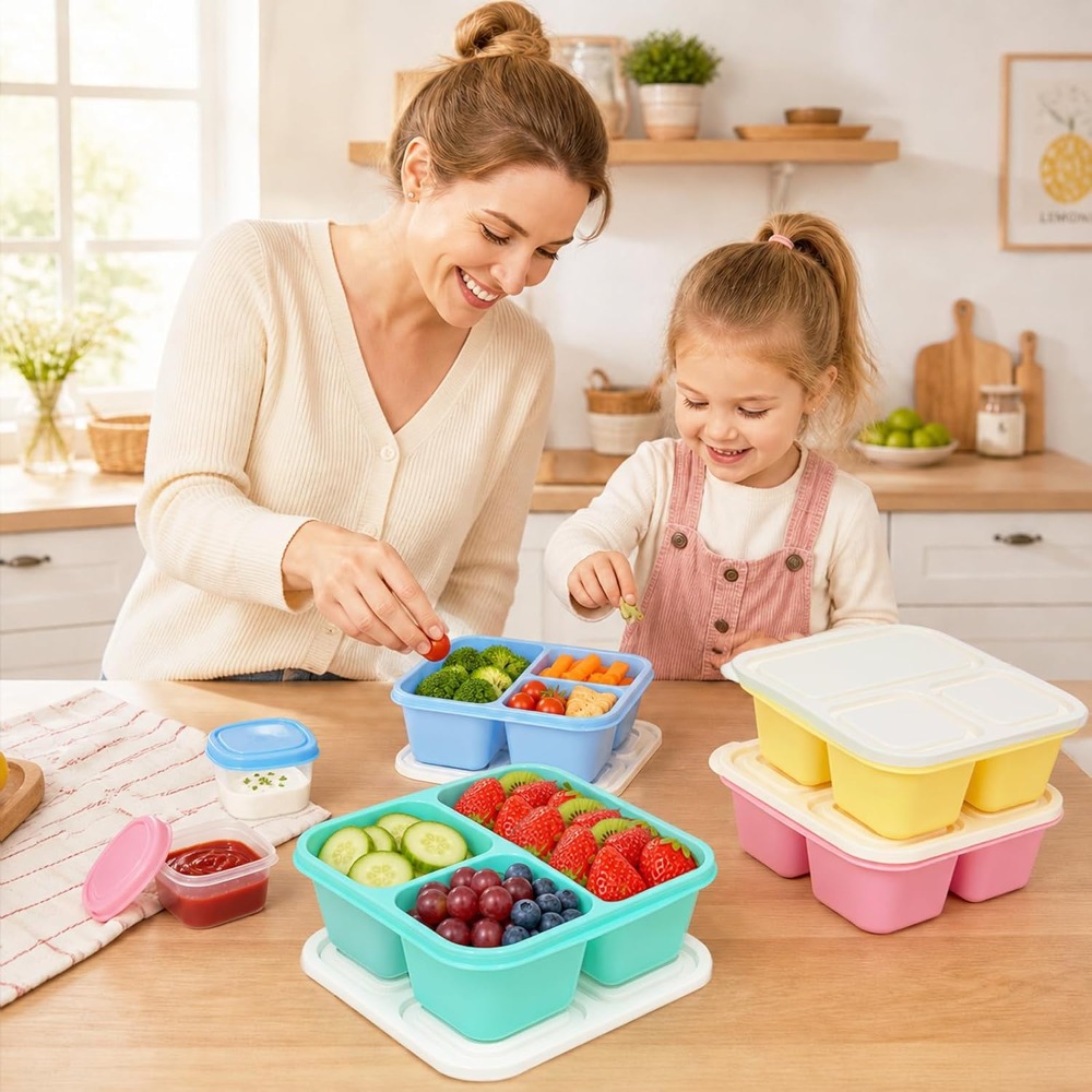 علبة طعام بنتو بثلاثة أقسام لل - مراجعة Food Snacks To Eat وسعره