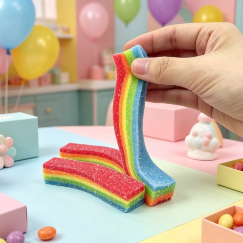 كرة ضغط مطاطية بألوان قوس قزح، - مراجعة Candy Sour Strip وسعره